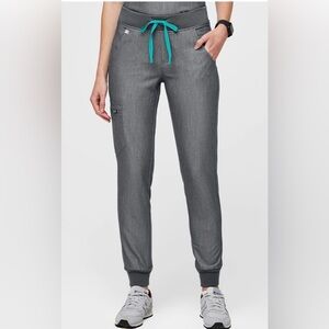 FIGS Zamora Jogger Scrub Pants | Graphite | Size Small | Teal Drawcord